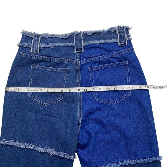 Shein Women Patchwork Medium Wash Dark Wash Denim Jeans Sz 31 x30 High-Rise - Picture 9 of 11